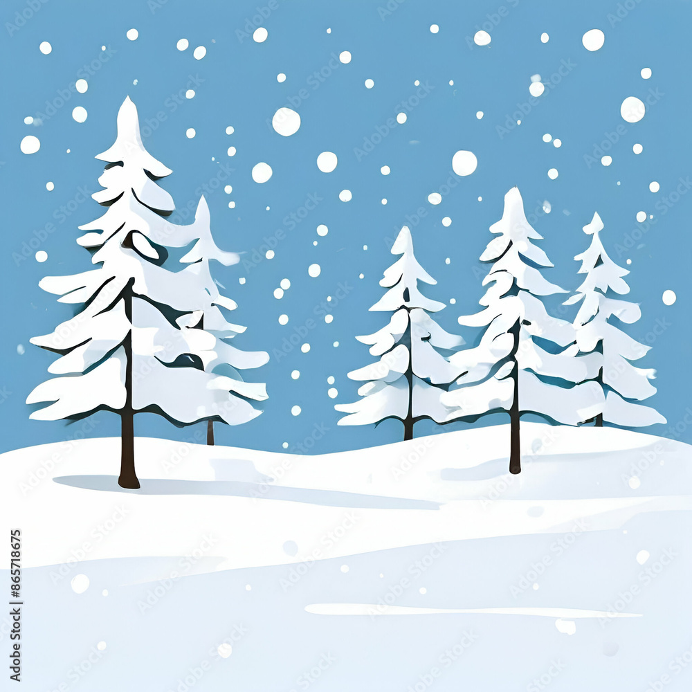 Obraz premium winter forest with snow clipart landscape