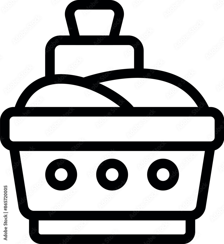 Line art icon of a bread basket holding fresh bread, perfect for bakery or food related designs Line art icon of a bread basket holding fresh bread, perfect for bakery or food related designs