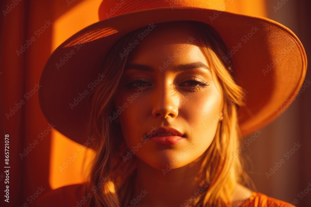 Fashionable beautiful young woman with high contrast shadow Fashionable beautiful young woman with high contrast shadow