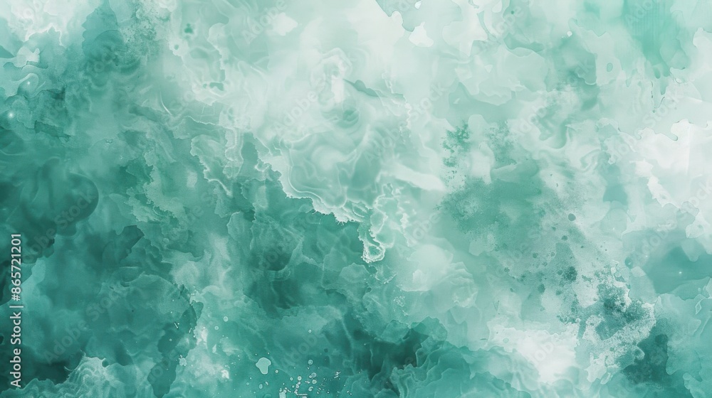Obraz premium Ethereal Watercolor Abstract Background with Serene Blue and Green Gradient, Modern Artistic Design