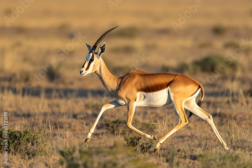 Graceful springbok bounding across savannah highlighting the harmony of nature and wildlife using Sony FE 1635mm f28 GM capturing with a wide aperture to isolate subjects