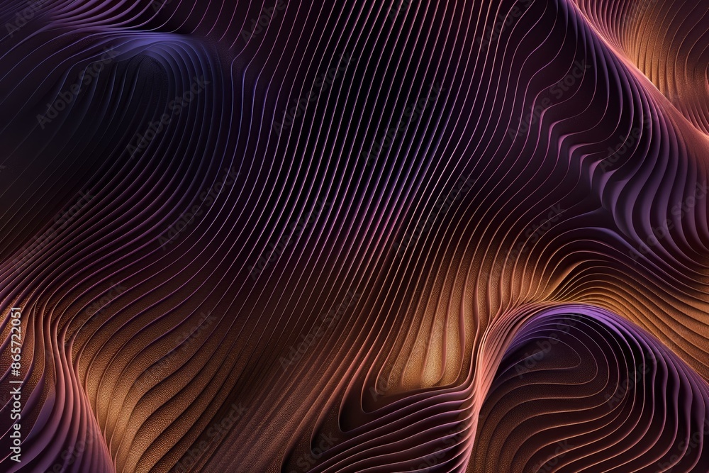 A vibrant and intricately detailed 3D render featuring flowing wavy lines with a metallic gradient, creating a dynamic and captivating visual effect. A vibrant and intricately detailed 3D render featuring flowing wavy lines with a metallic gradient, creating a dynamic and captivating visual effect.