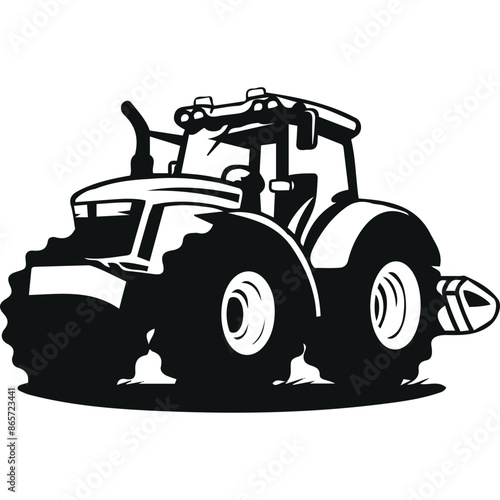 Tractor Silhouette Logo Illustration Clipart for Farming Logo Design Heavy Machinery Illustrations Farm Equipment Graphics Black and White