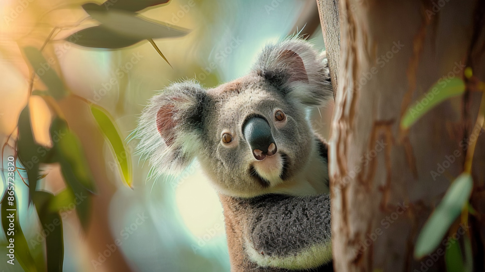 Obraz premium Marsupial koala cute fur, AI Generative