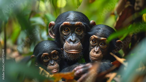  a family of chimpanzees using burst mode to capture multiple frames per second photo