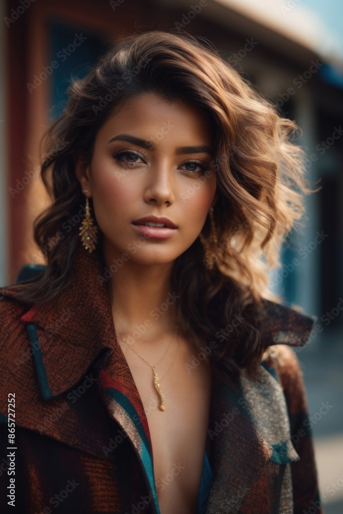 Fashionable beautiful young woman with high contrast shadow Fashionable beautiful young woman with high contrast shadow