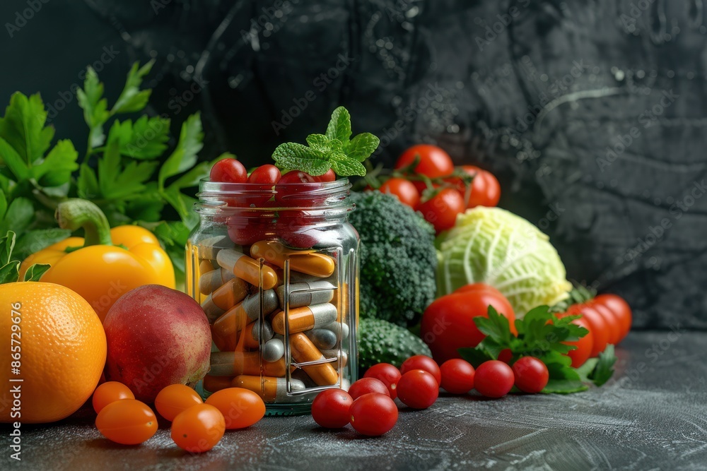 Fruity kid's essentials, children's natural vitamins pills tablets with fruit and vegetable ingredients - providing essential nutrients in tasty pill form, enriched natural extracts optimal health.