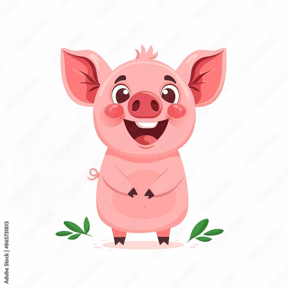 Very cute cartoon baby pig piggy smiling isolated on white background, minimal modern illustration style, for restaurant, pork, farm, children's book, card use. Very cute cartoon baby pig piggy smiling isolated on white background, minimal modern illustration style, for restaurant, pork, farm, children's book, card use.