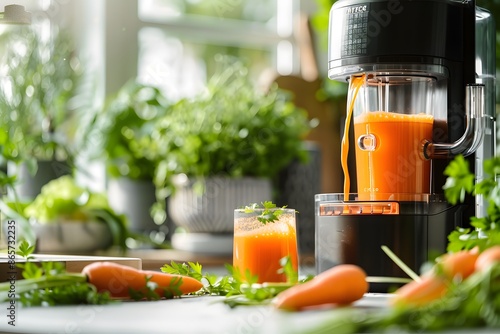 Fresh Carrot Juice From a Modern Juicer