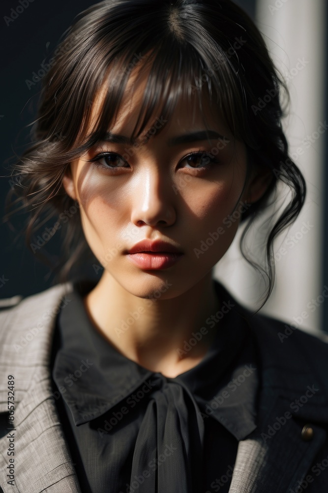Fashionable Asian model woman with low shadows Fashionable Asian model woman with low shadows