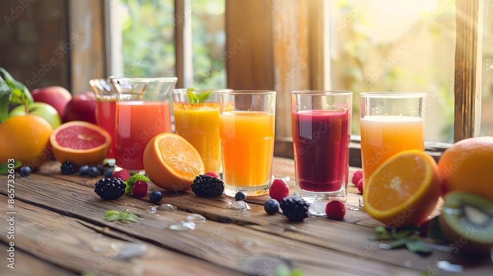 Fototapeta premium Freshly Squeezed Fruit Juices for a Healthy Start