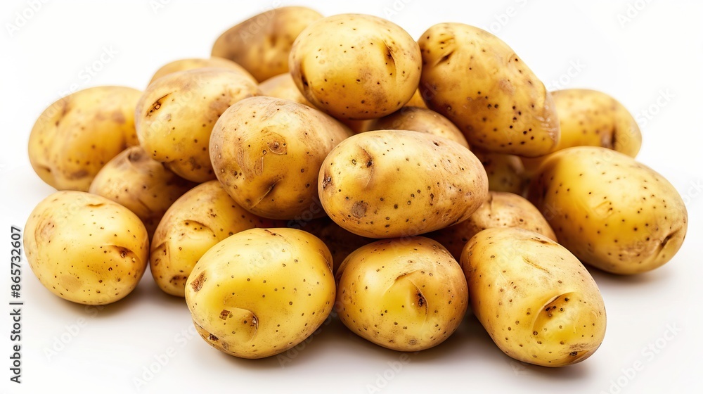 Close up shot of potatoes on white background. Close up shot of potatoes on white background.