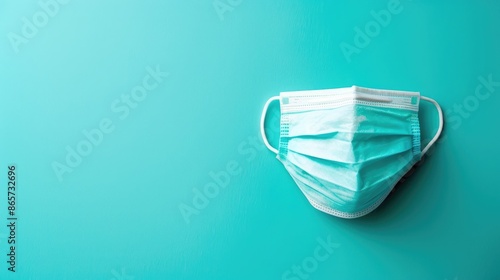 Medical face mask on a bright background Covid 19 and protection theme Horizontal layout with space for text