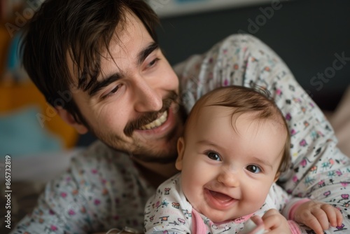 Father and infant having fun together