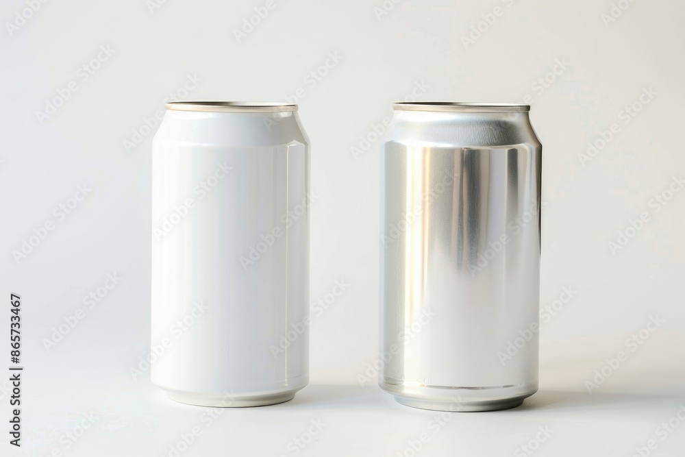 White 500ml and 330ml aluminium cans isolated on white background White 500ml and 330ml aluminium cans isolated on white background