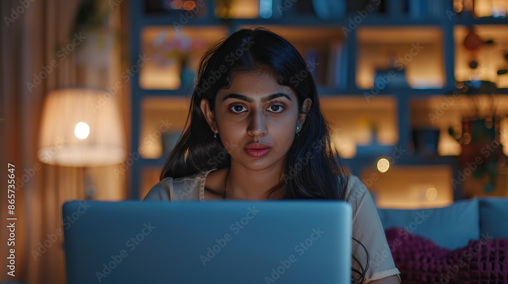 Indian woman using webcam for online interactions and job interviews. Indian woman using webcam for online interactions and job interviews.