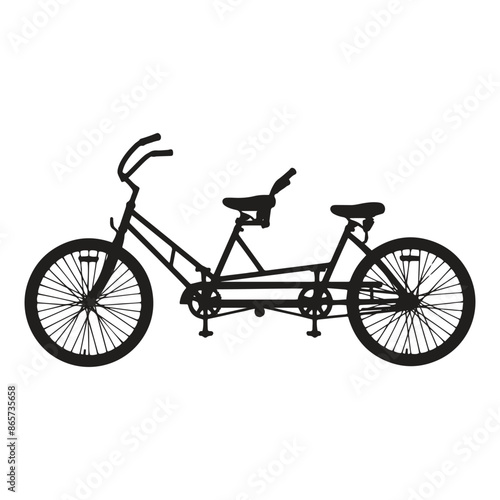 Tandem Bicycle Silhouette Vector Illustration 