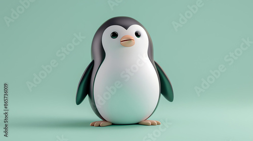 3D illustration of a cute penguin looking at the camera with a curious expression on its face. © stocker