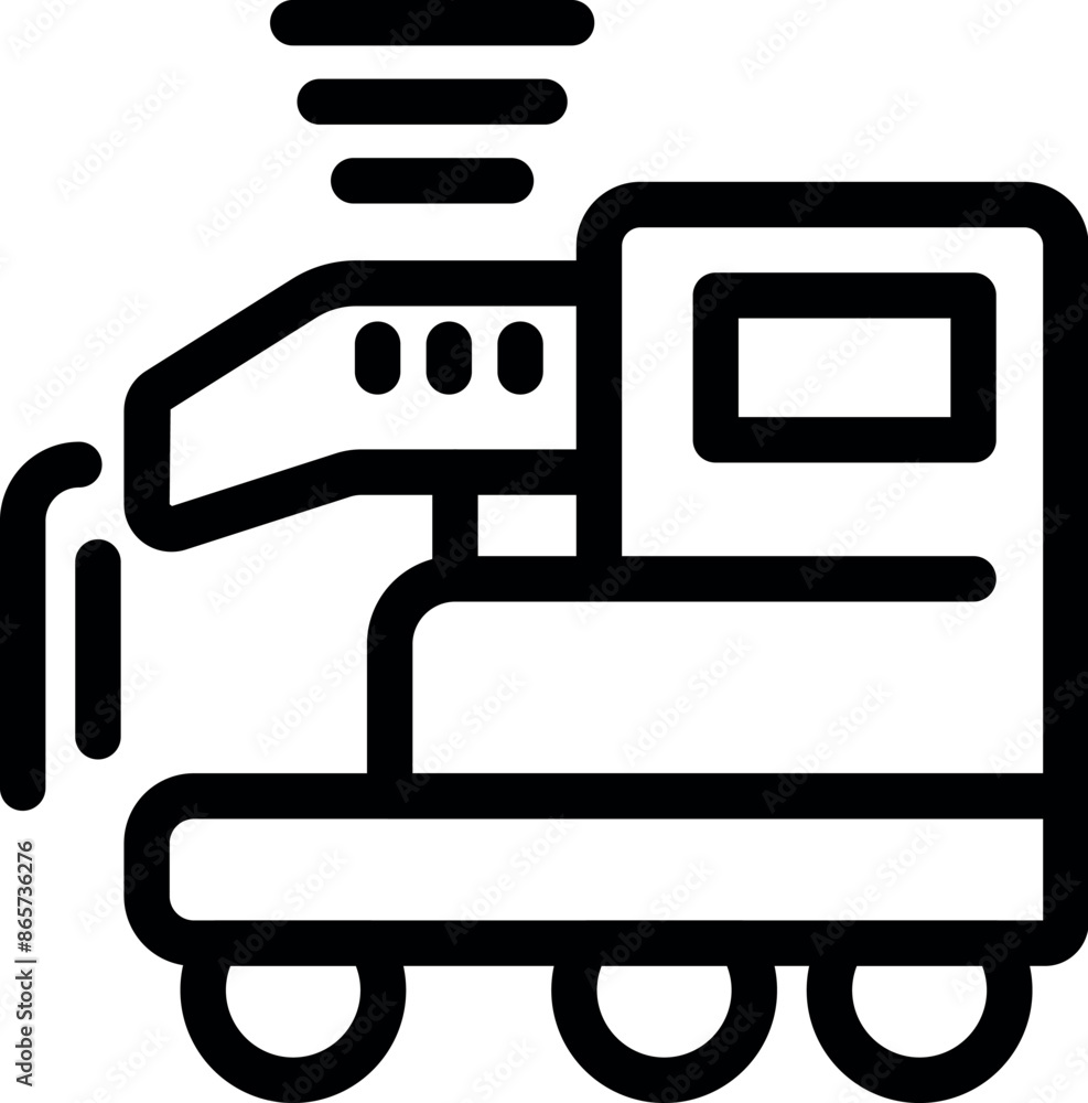 Black outline icon of a concrete mixer truck pouring concrete at a construction site Black outline icon of a concrete mixer truck pouring concrete at a construction site