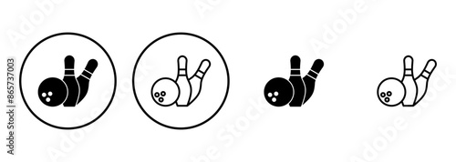 Bowling icon set. bowling ball and pin icon. bowling pins