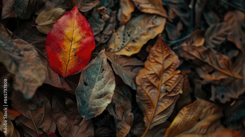 Autumn leaves changing colors from green to red yellow brown. Autumn leaves changing colors from green to red yellow brown.