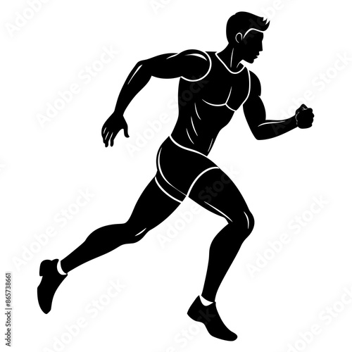 Silhouette of a Male Athlete Running in the Morning: Vector Illustration for Fitness Enthusiasts