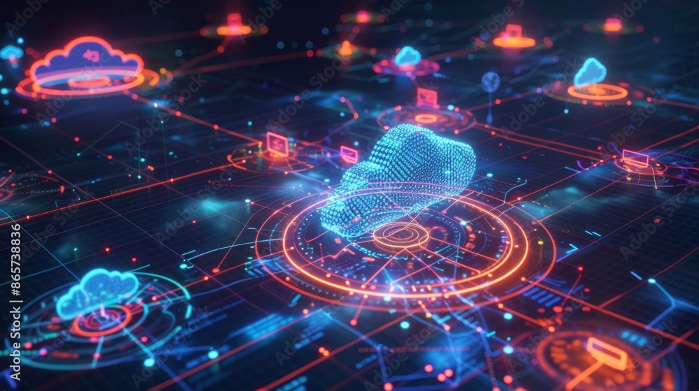 Futuristic Cloud Computing Network - Generative AI Futuristic Cloud Computing Network - Generative AI
