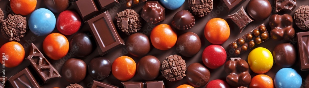 Sweet Delights: Vibrant Mosaic of Chocolate Candies for All Ages Sweet Delights: Vibrant Mosaic of Chocolate Candies for All Ages
