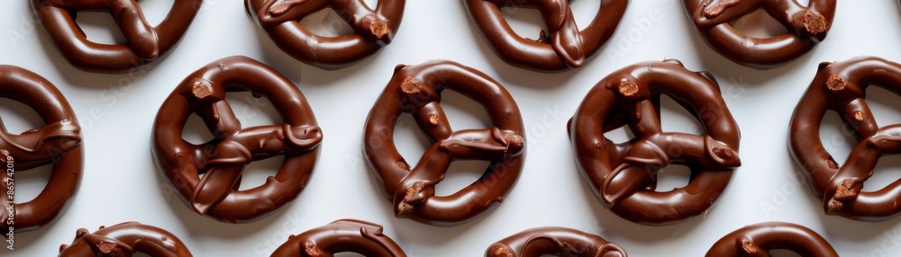 Whimsical Display of Chocolate-Covered Pretzels Combining Sweet and Salty Delights Whimsical Display of Chocolate-Covered Pretzels Combining Sweet and Salty Delights