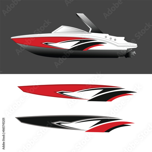ship wrap sticker design vector. jet boat vinyl sticker
