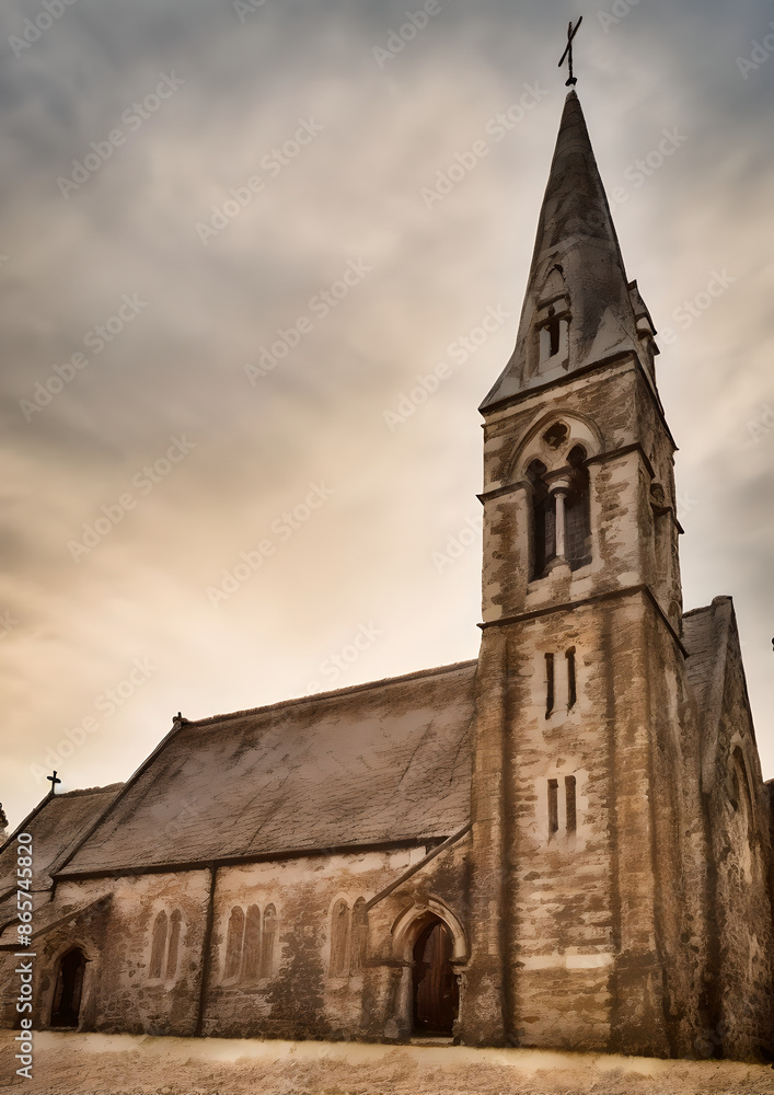 Fototapeta premium Antique church on a hill