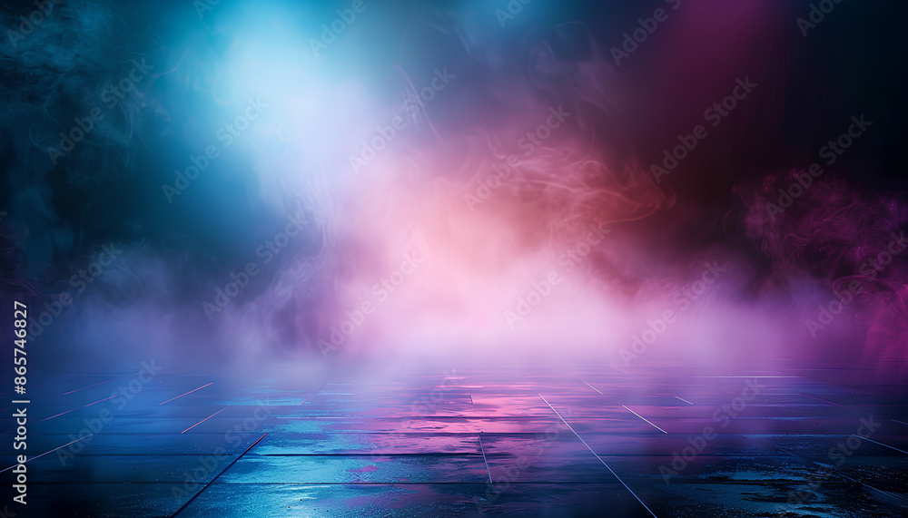 Dark street, night smog and smoke neon light. Dark background of the night city, ray of light in the dark. Gloomy dark background Dark street, night smog and smoke neon light. Dark background of the night city, ray of light in the dark. Gloomy dark background