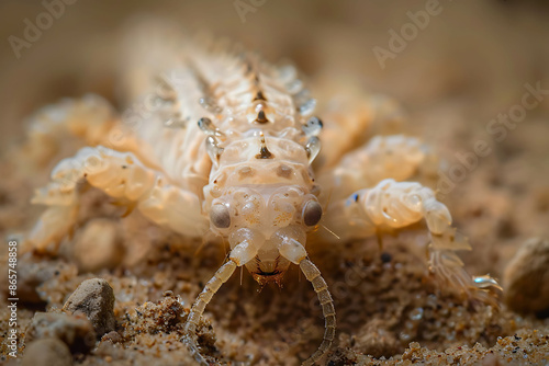 Rare antlion larva creating trap in the sand highlighting the unique behavior of nature and wildlife using Nikon AFS VR MicroNIKKOR 105mm f28G IFED applying a macro lens for detailed closeup shots photo