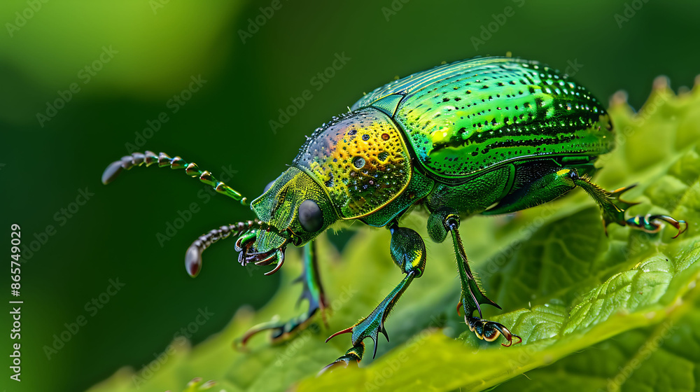 Rare beetle metallic green armor highlighting the vibrant nature and wildlife Rare beetle metallic green armor highlighting the vibrant nature and wildlife