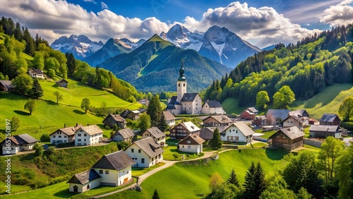 Village of Sorica is one of most beautiful mountain villages in Slovenia. photo