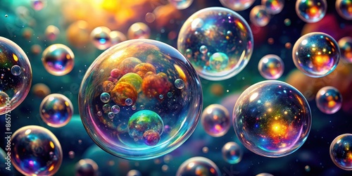 Microscopic bubbles representing emergent universes in a quantum microcosm, emergent, universes, microscopic, bubbles photo