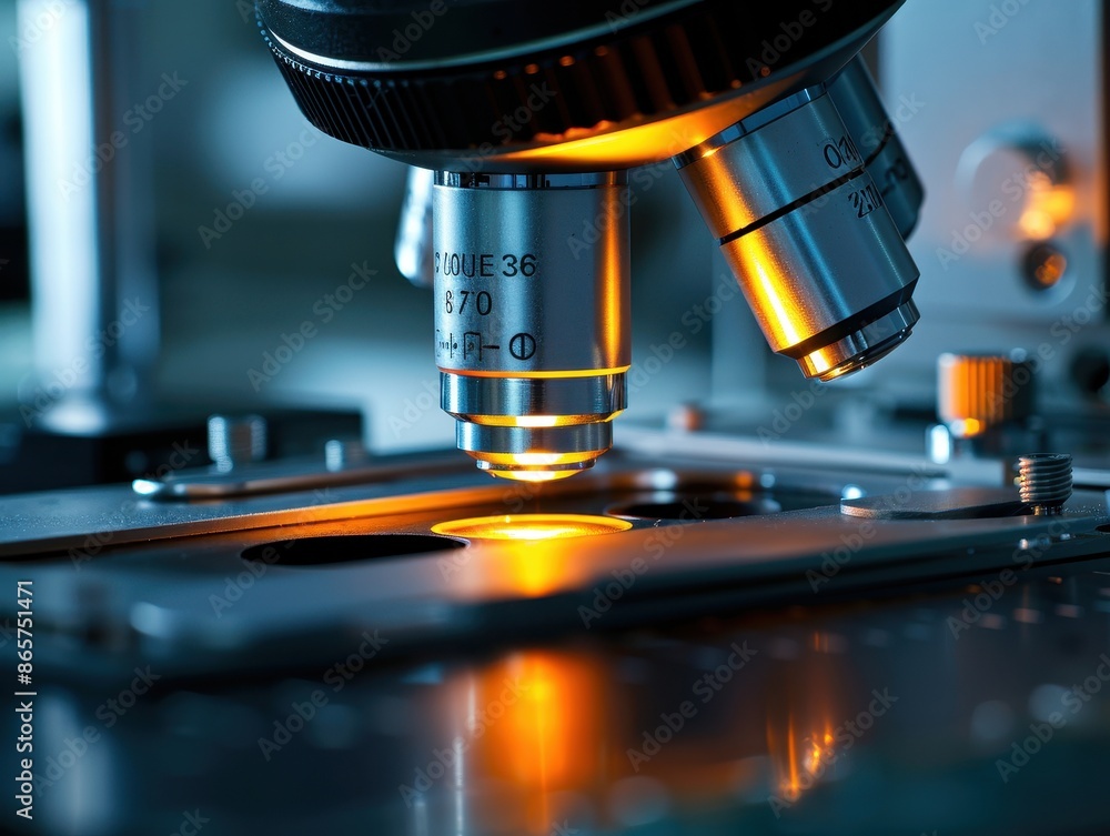 A hightech lab where scientists use microscopes to manipulate matter at the atomic level, crafting nanoscale devices with precision A hightech lab where scientists use microscopes to manipulate matter at the atomic level, crafting nanoscale devices with precision