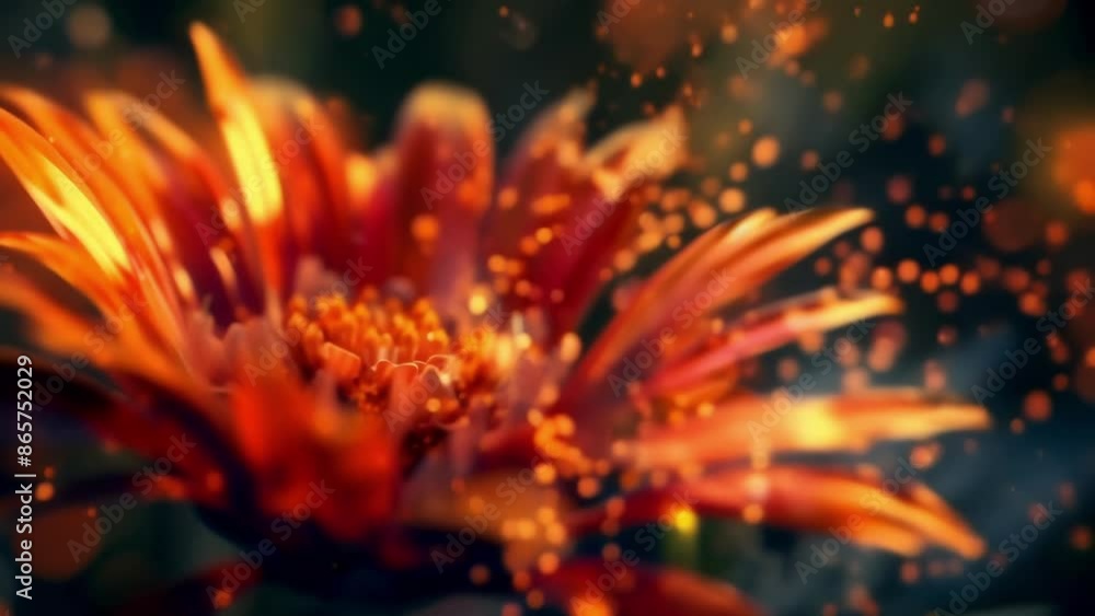 Witness the magic of nature as vibrant flowers burst open in a fiery explosion of color.