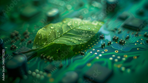 Normes éthiques environnementales alignées avec la technologie verte dans les cartes de circuits informatiques photo