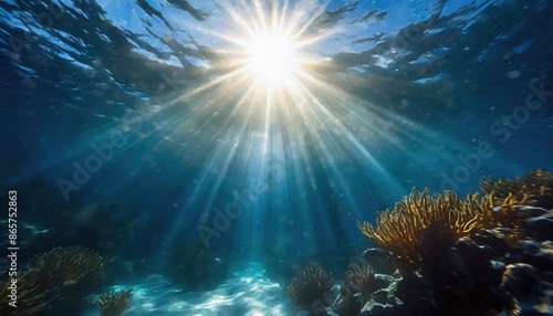 Sunlight Streaming Through Ocean Waters