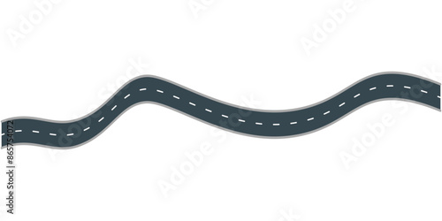 Curved Street Vector Illustration - Simple Road on Transparent Background
