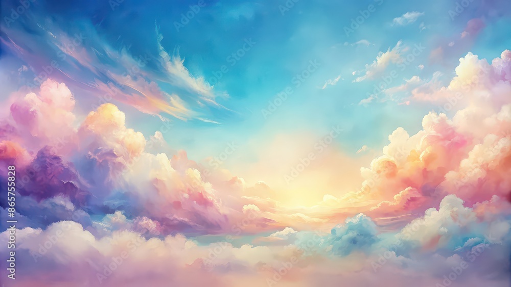 Abstract sky painted in watercolor, featuring a blend of soft pastel colors and dreamy brush strokes, watercolor, abstract, painting Abstract sky painted in watercolor, featuring a blend of soft pastel colors and dreamy brush strokes, watercolor, abstract, painting