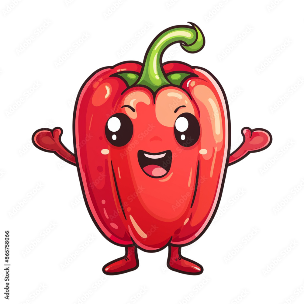 Cute cartoon character of bell pepper. Cute cartoon character of bell pepper.