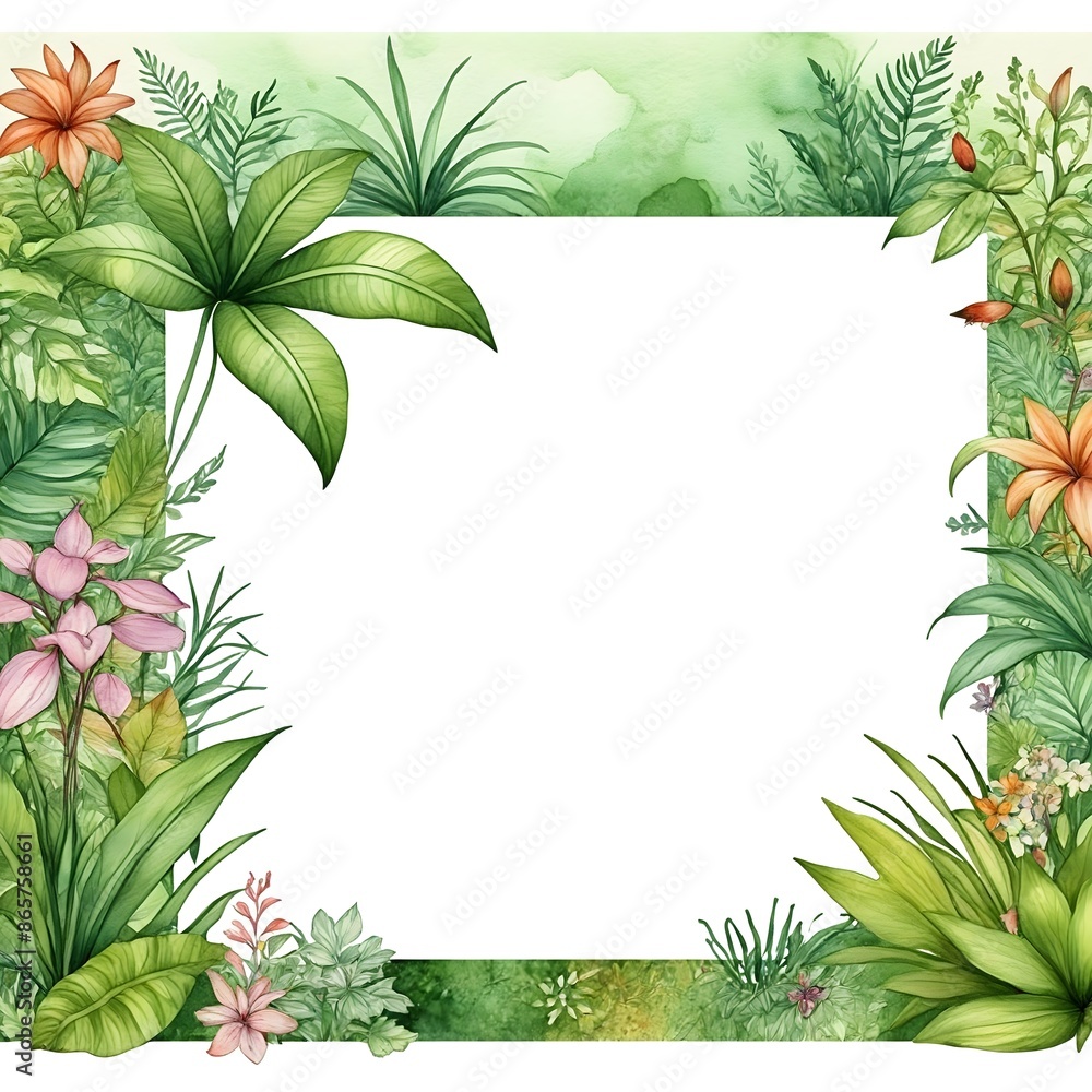 Design-Vorlage mit Freifläche - Blätter und Blüten Design-Vorlage mit Freifläche - Blätter und Blüten
