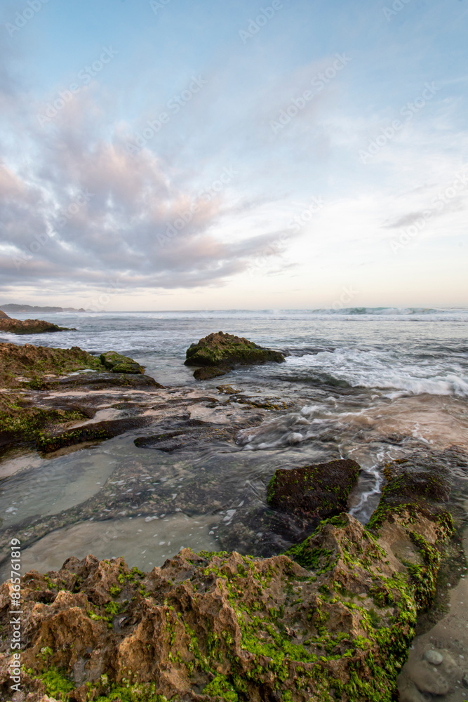 Fototapeta premium Beautiful beach view with coral, sea panorama
