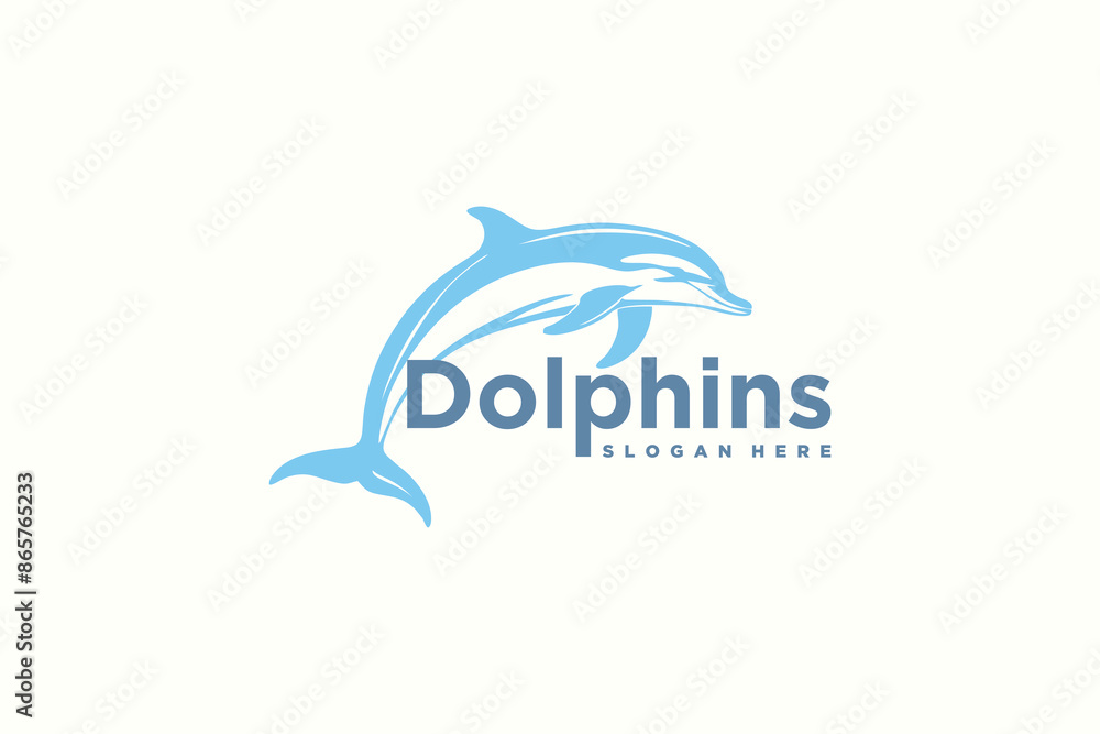 Obraz premium concept logo design dolphins vector template