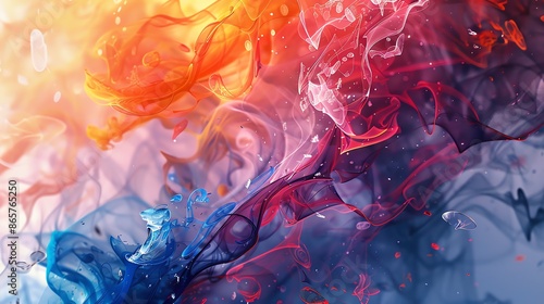 Abstract background of vibrant colors swirling and mixing together.