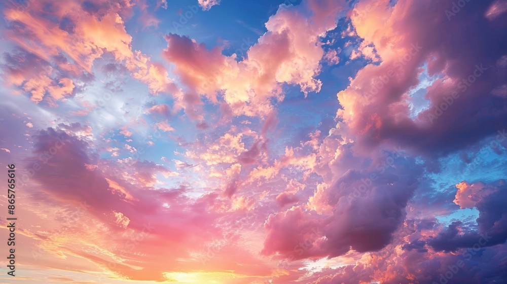 Fluffy clouds texture in a vibrant sunset sky Fluffy clouds texture in a vibrant sunset sky