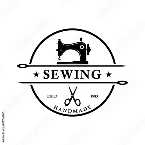 vintage logo tailor sewing template illustration