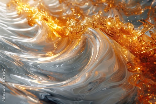 Golden Wave on Metallic Surface